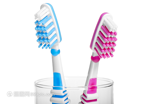 白色背景下的牙刷 口腔衛生的現代象征